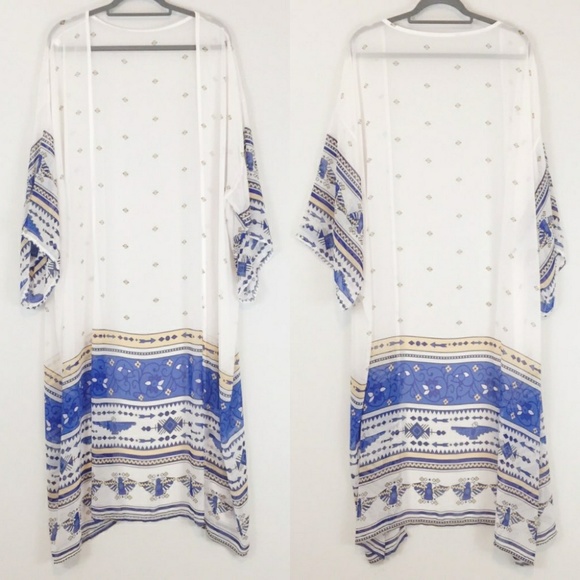 Vacation Vibes Long Boho Tribal Print Kimono    - Picture 5 of 7